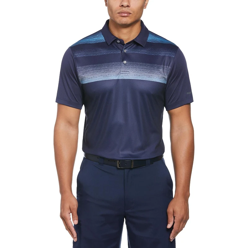 PGA TOUR Polo de Golf à Manches Courtes et Imprimé sur la Poitrine Pour Hommes