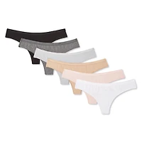 George Women's Rib Thong 6-Pack