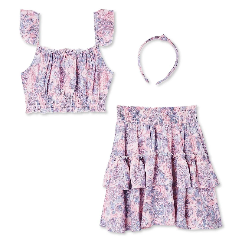 Btween Girls' Top and Skirt 3-Piece Set