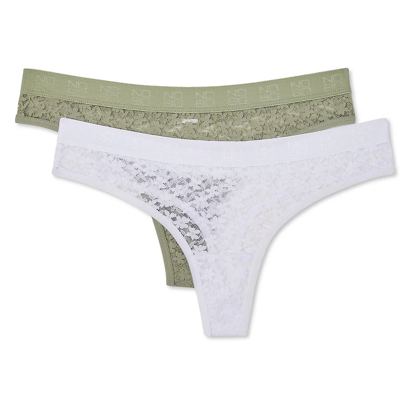 No Boundaries Women's Lace Thong 2-Pack