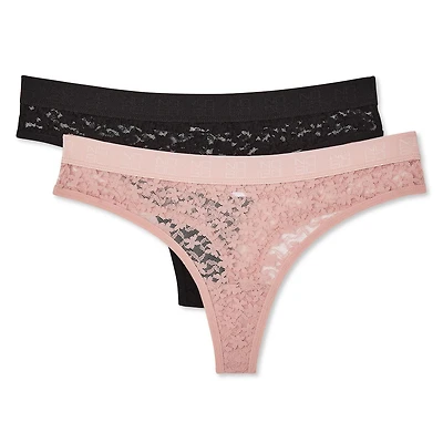 No Boundaries Women's Lace Thong 2-Pack
