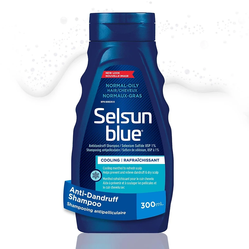Selsun Blue Shampooing anti-pelliculaire pour cheveux normaux ou gras, 300 ml – Aide à contrôler les pellicules, les démangeaisons et les desquamation associées aux pellicules 300mL