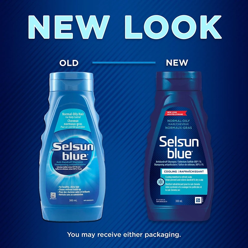 Selsun Blue Normal-Oily Hair Anti-Dandruff Shampoo, 300 mL, Helps Control Dandruff, Itching and Flaking, 300mL