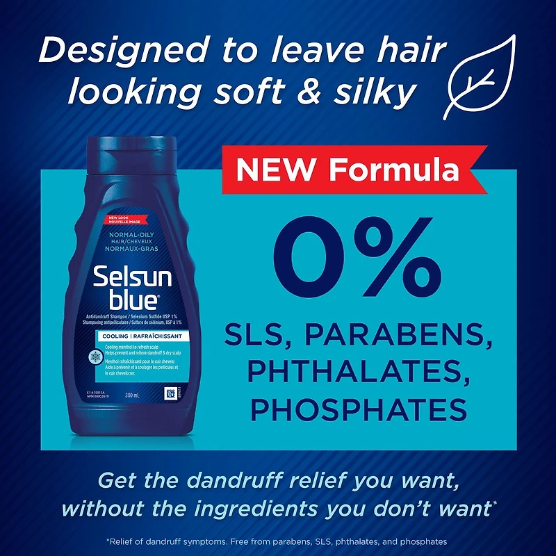 Selsun Blue Shampooing anti-pelliculaire pour cheveux normaux ou gras, 300 ml – Aide à contrôler les pellicules, les démangeaisons et les desquamation associées aux pellicules 300mL
