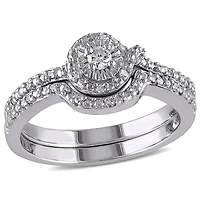 Ensemble nuptial Miabella en forme de boucle avec 0.14 carat de diamant en argent sterling