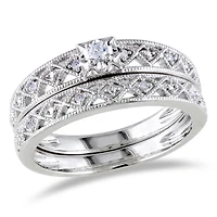 Ensemble nuptial Miabella avec 0.10 carat de diamant en argent sterling