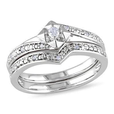 Ensemble nuptial Miabella avec 0.10 carat de diamant en argent sterling