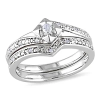 Ensemble nuptial Miabella avec 0.10 carat de diamant en argent sterling