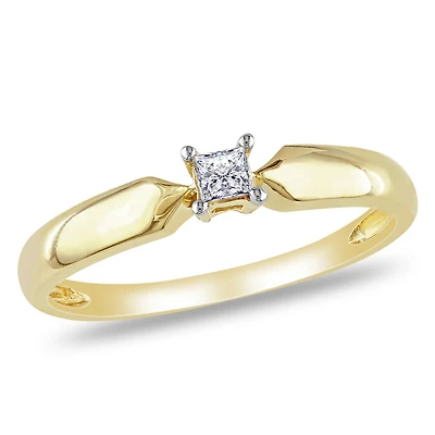 Miabella 0.10 Carat T.W. Princess-Cut Diamond 10 K Yellow Gold Solitaire Promise Ring