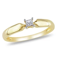 Miabella 0.10 Carat T.W. Princess-Cut Diamond 10 K Yellow Gold Solitaire Promise Ring