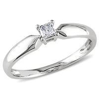 Bague de fiançailles Miabella avec 0.10 carat de diamant solitaire de coupe-princesse en or blanc 10k