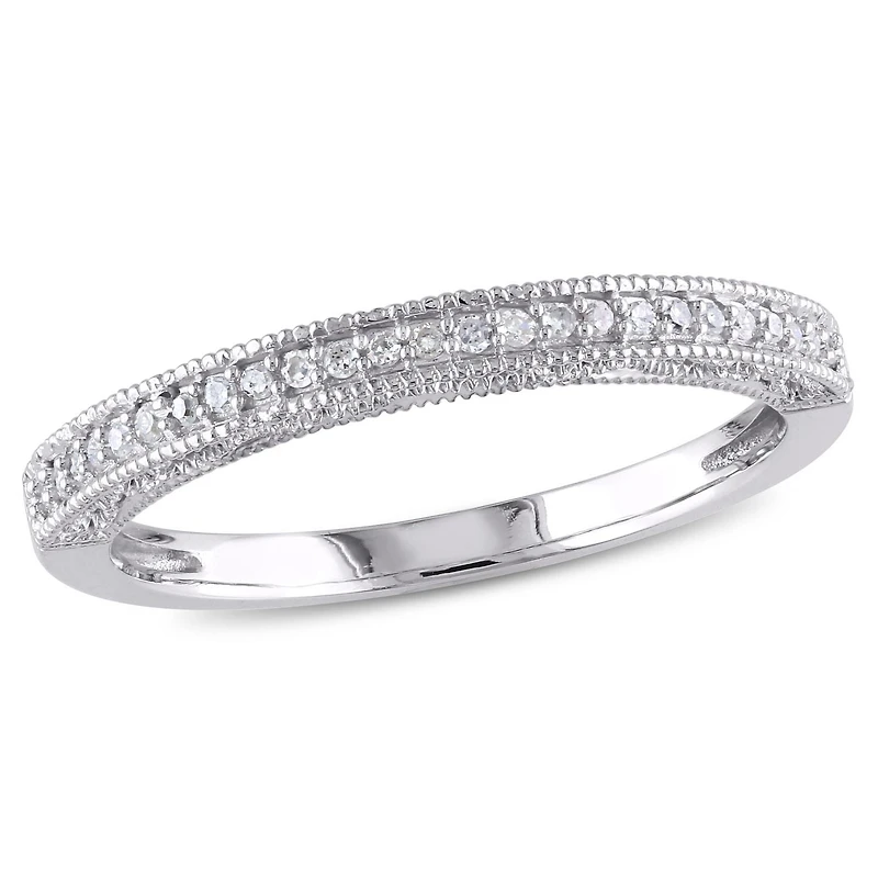 Jonc de mariage Miabella avec 0.10 carat de diamant en or blanc 10k