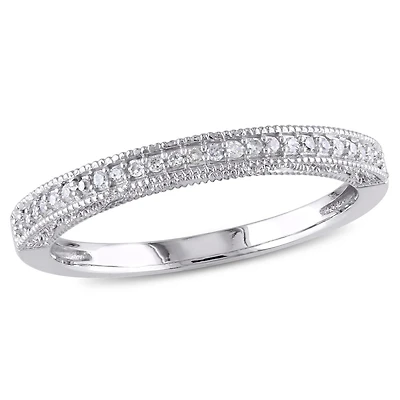 Jonc de mariage Miabella avec 0.10 carat de diamant en or blanc 10k