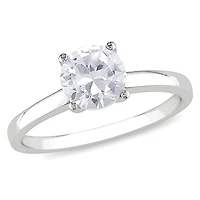 Bague de fiançailles Miabella avec 1.25 carat de saphir blanc solitaire synthétique en or blanc 10k
