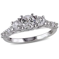Miabella 1.38 Carat T.G.W. Created White Sapphire Sterling Silver Three-Stone Engagement Ring