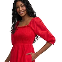 Mexx Women’s Eyelet Tiered Dress with Puff Sleeves, XS-XXL