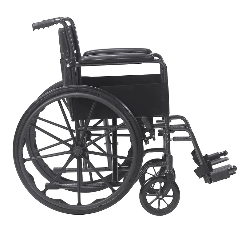 Drive Medical Black 18-inch Silver Sport 1 Wheelchair with Full Arms and Swing away Removable Footrest
