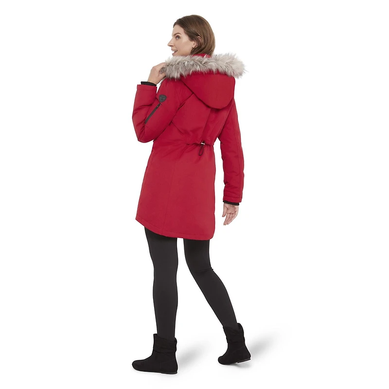 Canadiana Women's Parka Jacket with Faux Fur Trim Hood