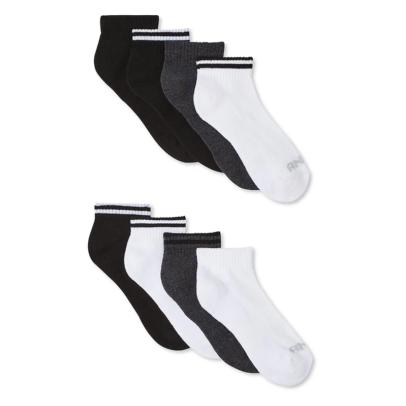AND1 Boys' Quarter-Crew Socks 8-Pack, Sizes M-L