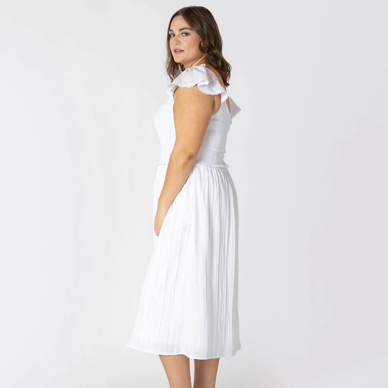 Devoted Taille Plus Femme robe midi sans manches avec volants sur les épaules