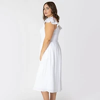 Devoted Taille Plus Femme robe midi sans manches avec volants sur les épaules