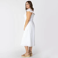 Devoted Taille Plus Femme robe midi sans manches avec volants sur les épaules