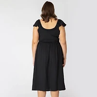 Devoted Taille Plus Femme robe midi sans manches avec volants sur les épaules