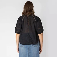 Devoted Women’s Plus size short sleeve button up blouse