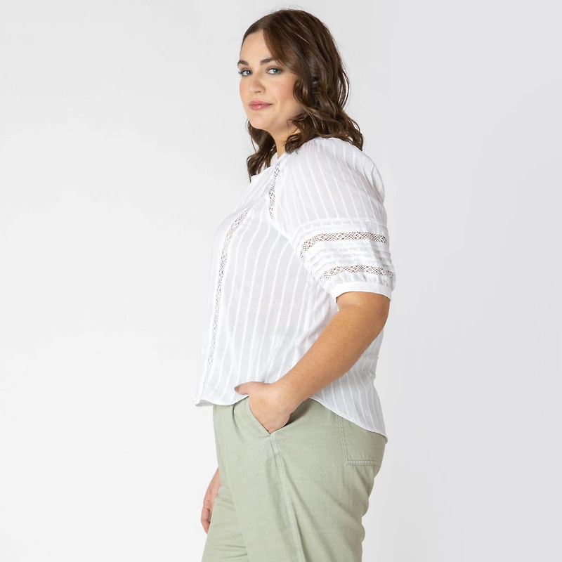Devoted Women’s Plus size short sleeve button up blouse