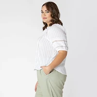 Devoted Women’s Plus size short sleeve button up blouse