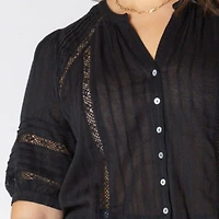 Devoted Women’s Plus size short sleeve button up blouse