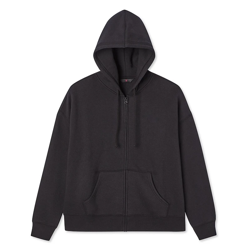 Haut à capuchon surdimensionné zippé sur la longueur No Boundaries pour femmes