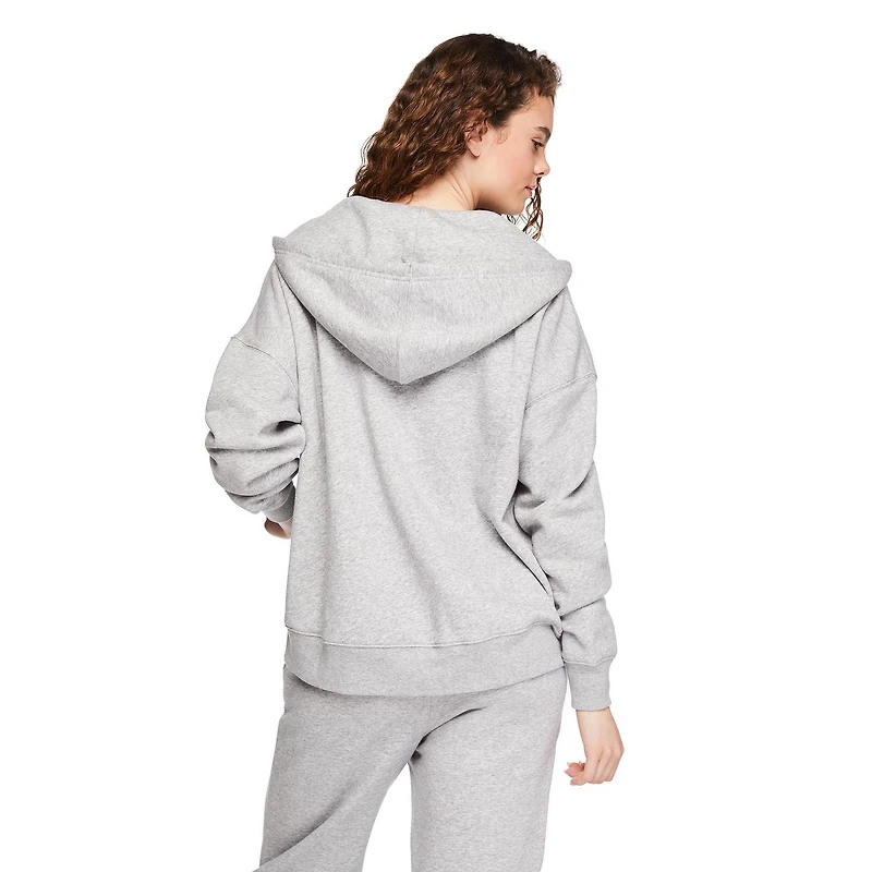 Haut à capuchon surdimensionné zippé sur la longueur No Boundaries pour femmes Tailles TP–TTG