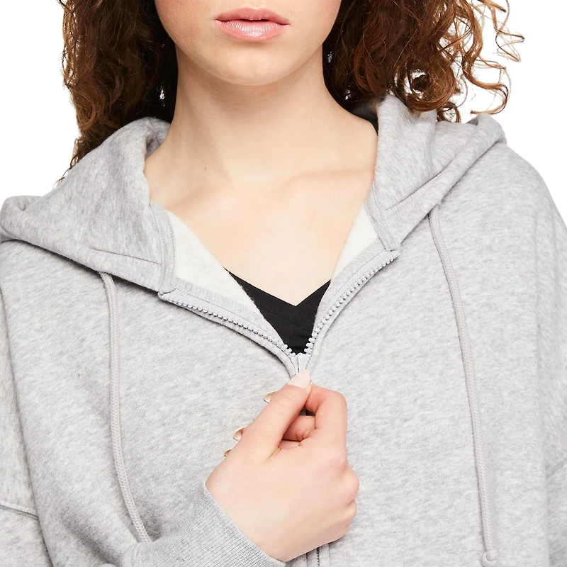 Haut à capuchon surdimensionné zippé sur la longueur No Boundaries pour femmes Tailles TP–TTG