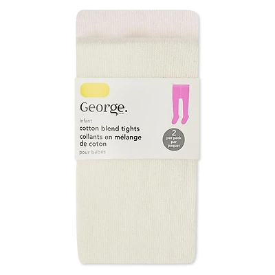 George Baby Girls' Cotton Blend Tights 2-Pack