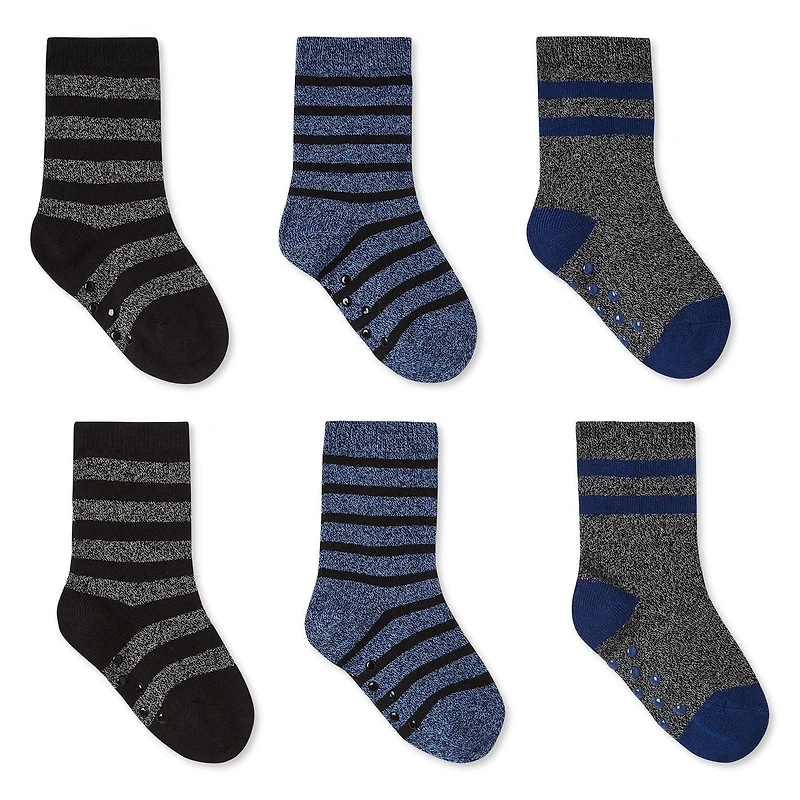 George Baby Boys Crew Socks with Grippers 6-Pack, • 0-12 months, Shoe size 0-3 <br>• 12-24 months, Shoe size 2-5 <br>• 24-36 months, Shoe size 5-8