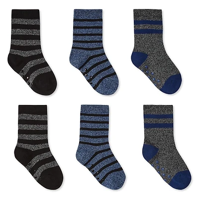 Lot de 6 paires de mi-chaussettes antidérapantes George pour bébés garçons • 0-12 mois, Pointure 0-3 <br>• 12-24 mois, Pointure 2-5 <br>• 24-36 mois, Pointure 5-8