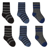 George Baby Boys Crew Socks with Grippers 6-Pack, • 0-12 months, Shoe size 0-3 <br>• 12-24 months, Shoe size 2-5 <br>• 24-36 months, Shoe size 5-8