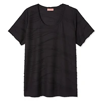 T-shirt à manches courtes avec texture ondulée Iyla Plus pour femmes Tailles 1X-4X