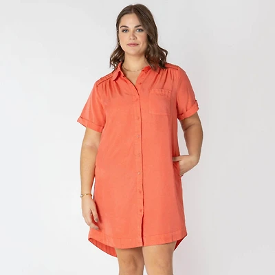 Devoted Taille Plus Femme mini robe boutonnée