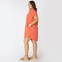 Devoted Taille Plus Femme mini robe boutonnée