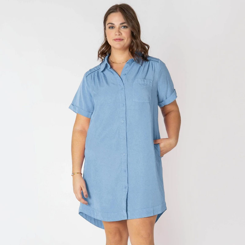 Devoted Taille Plus Femme mini robe boutonnée