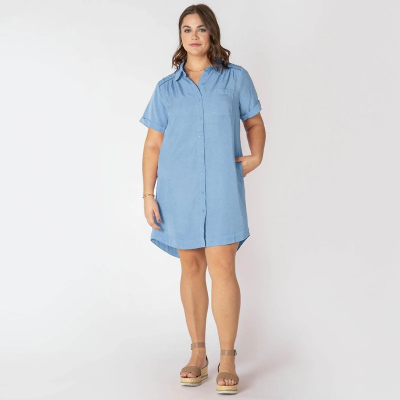 Devoted Taille Plus Femme mini robe boutonnée