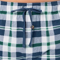 Fruit of the Loom Men's Sueded Jersey Cotton Sleep Pants, green and blue plaid