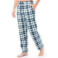 Fruit of the Loom Men's Sueded Jersey Cotton Sleep Pants, green and blue plaid