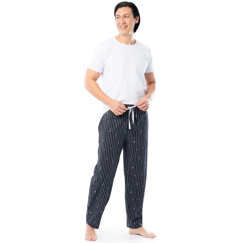 Fruit of the Loom Men's Sueded Jersey Cotton Sleep Pants, black