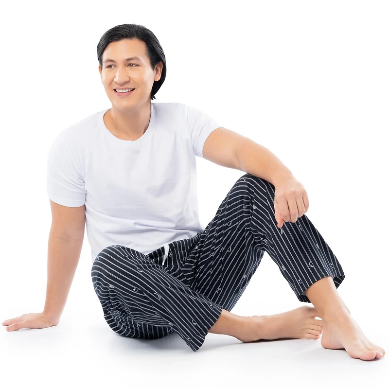 Fruit of the Loom Men's Sueded Jersey Cotton Sleep Pants, black