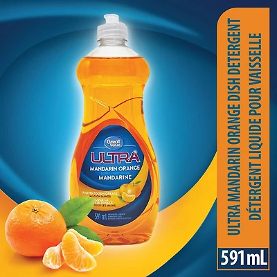 Détergent liquide concentré pour vaisselle au parfum de mandarine Ultra Great Value 591 ml