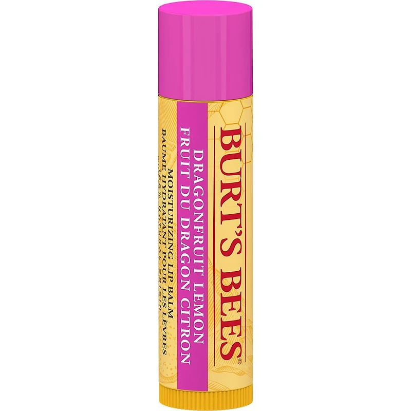 Baume hydratant pour les lèvres d’origine naturelle à 100 % au fruit du dragon et au citron de Burt’s Bees®, avec cire d’abeille et extraits de fruits, 1 tube Baume à lèvres fruit du dragon