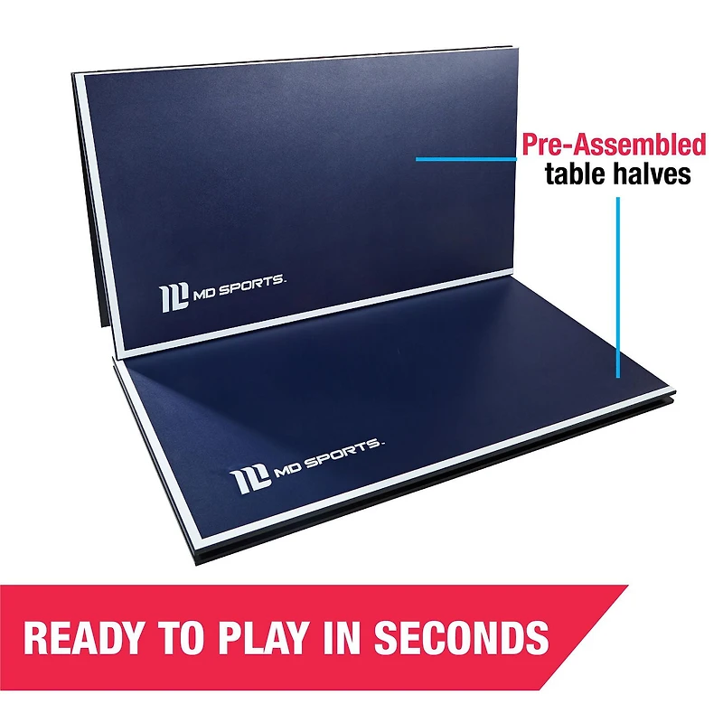 MD Sports Plateau de conversion de tennis de table, filet rétractable, pré-assemblé, bleu
